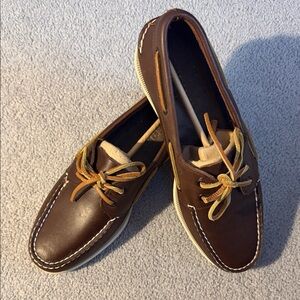 Sperry Dark Brown Leather Boat Shoes Sz 10 M UK/GB 9M EUR 43 CM 28 NIB